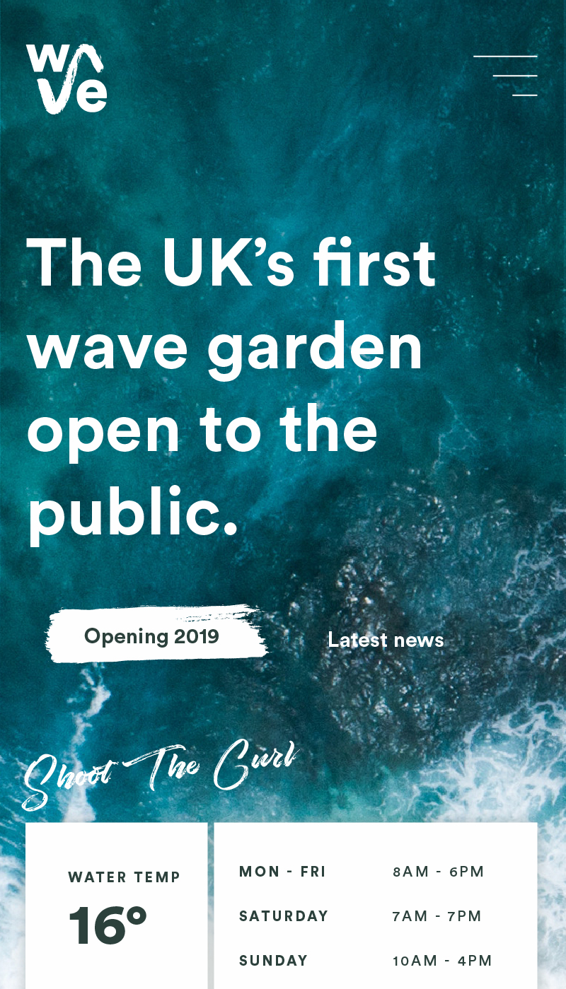 Mobile concept homepage for the Wave