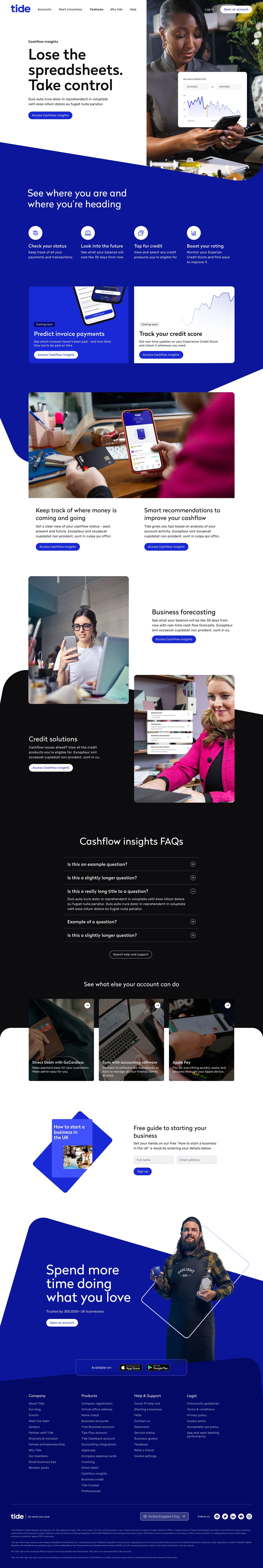 tide cashflow insights page